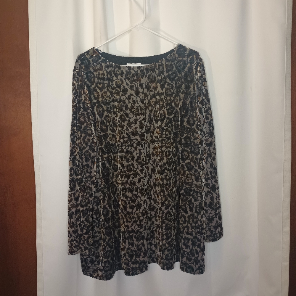 Susan Graver Womens Velvet Burnout Top 3X Slit Sleeve Whimsigoth Mobwife